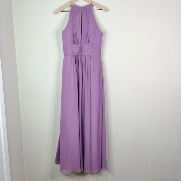 Azazie Women's Purple Halter Bonnie Bridesmaid Dress A8 A10 Maxi Long Sleeveless - Picture 4 of 13